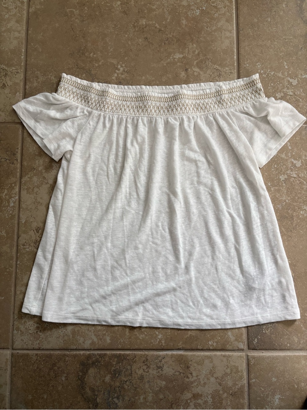 Old Navy White Off-Shoulder Smocked Crop Top